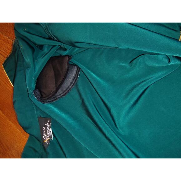 Vintage Silver Threads Emerald Green Jacket, Sz Small Embelished, 80's Zip Up - Picture 5 of 6